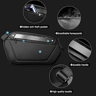 BANGE Sling Bag Waterproof Safe Protect Shell Crossbady Bag Backpack, Biking Hiking Travel Shoulder Bag (Black Large)