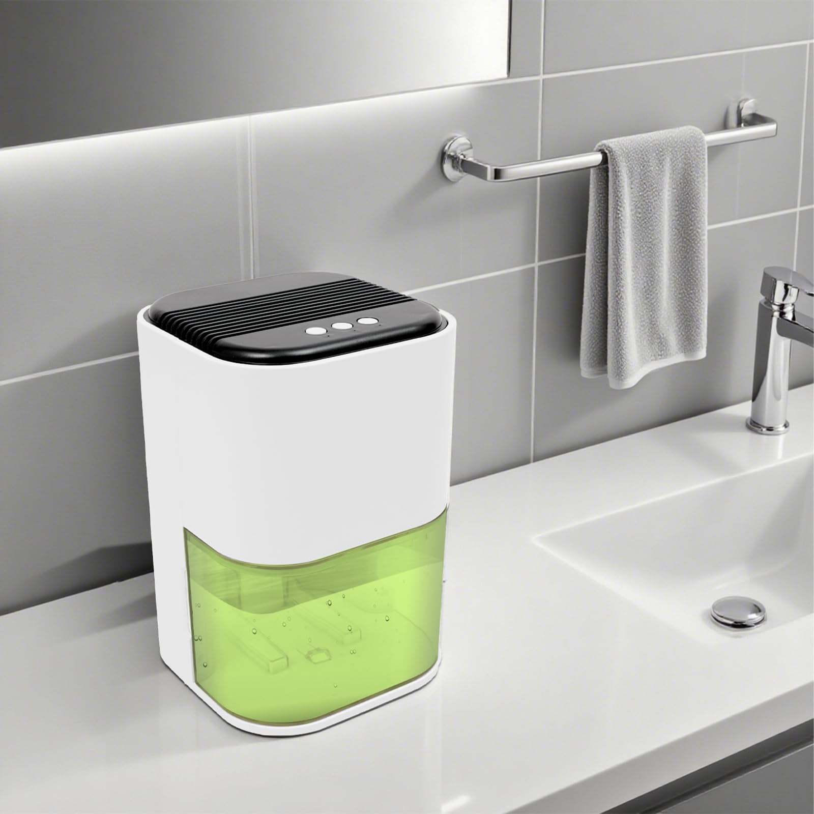 Deumidificatore Elettrico 2L 42W 7 Colori Bianco | 500-600 ml/24 h a 30 °C e 80% RH, serbatoio da 2 litri e spegnimento automatico.