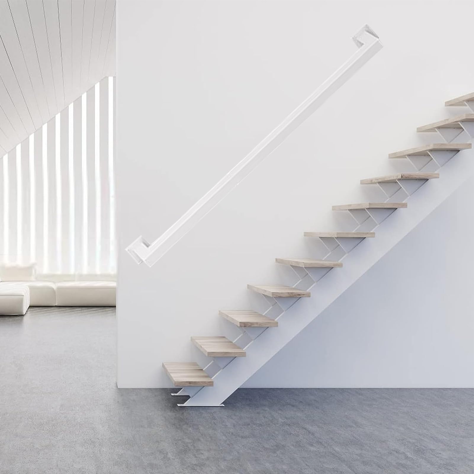 Attrex White Modern Black/White/Gold Stairs Banister Handrail For Indoor And Outdoor - 1Ft~20Ft Complete Kit, 1M 1.5M 2M 2.5M 3M Staircase Railing Safety Hand Rails(,9.2Ft/280Cm)