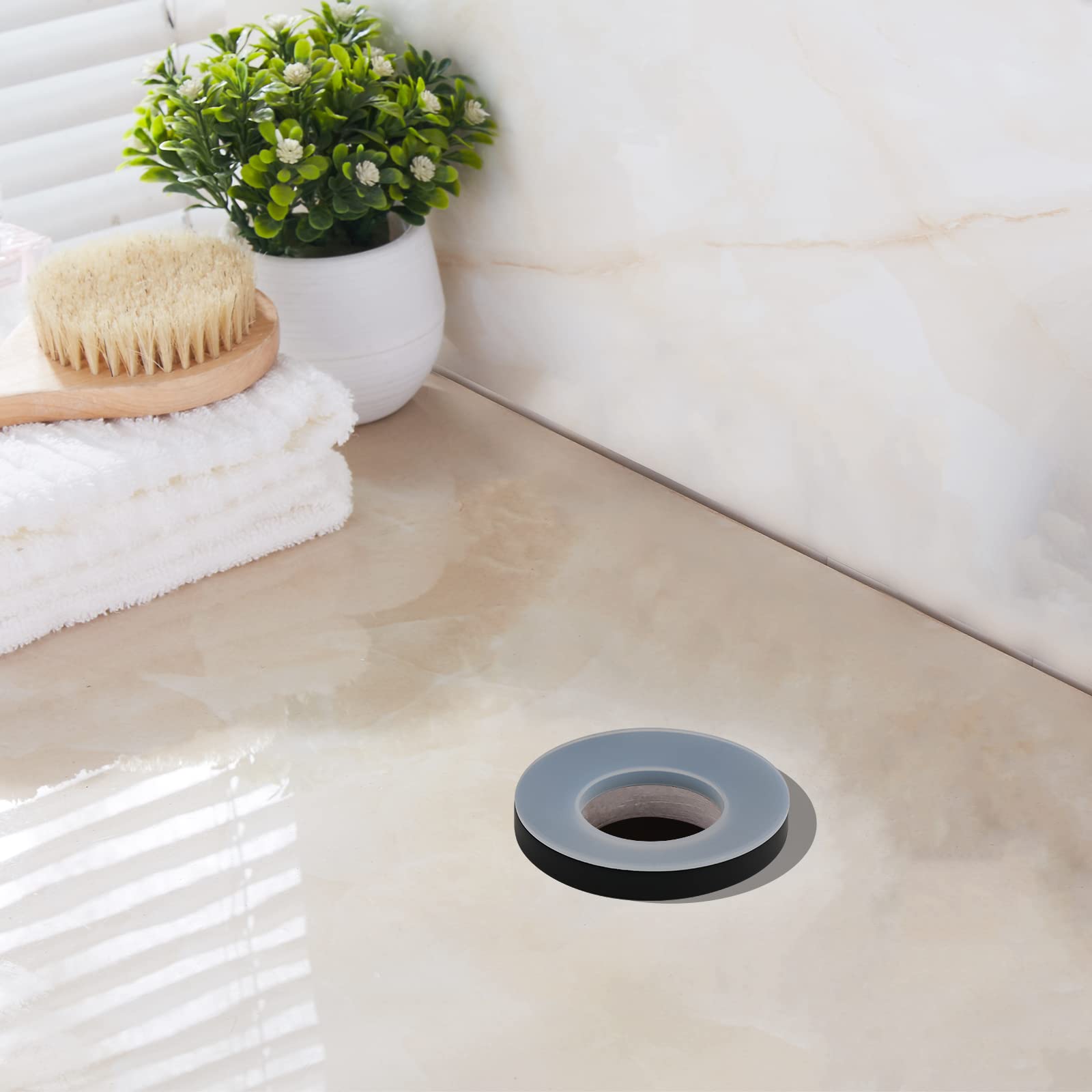 Midanya Anillo de montaje para base de fregadero de baño, negro mate | Metal, con junta, para fregadero de vidrio