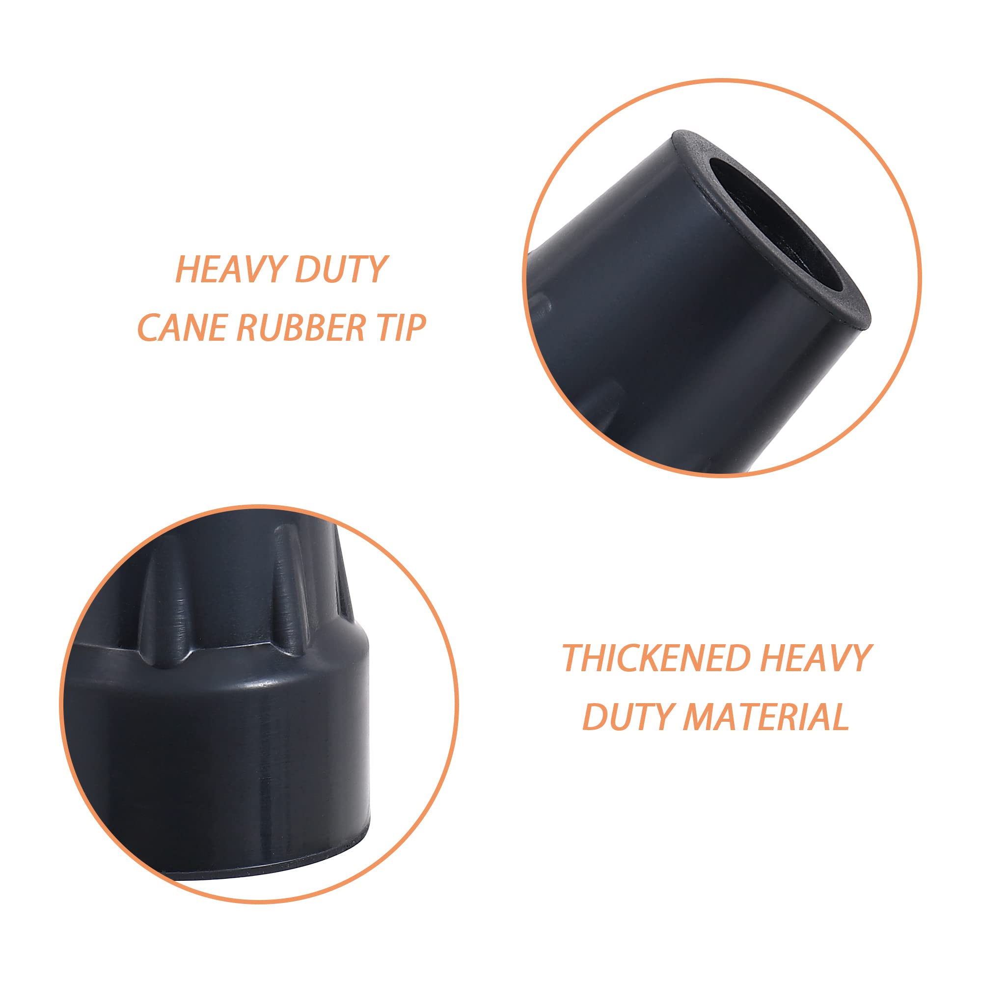 Końcówki trzcinowe 7/20.3 cm Kotiorname Crutch Heavy Duty Wymienne gumowe końcówki trzcinowe (4 sztuki, czarne)