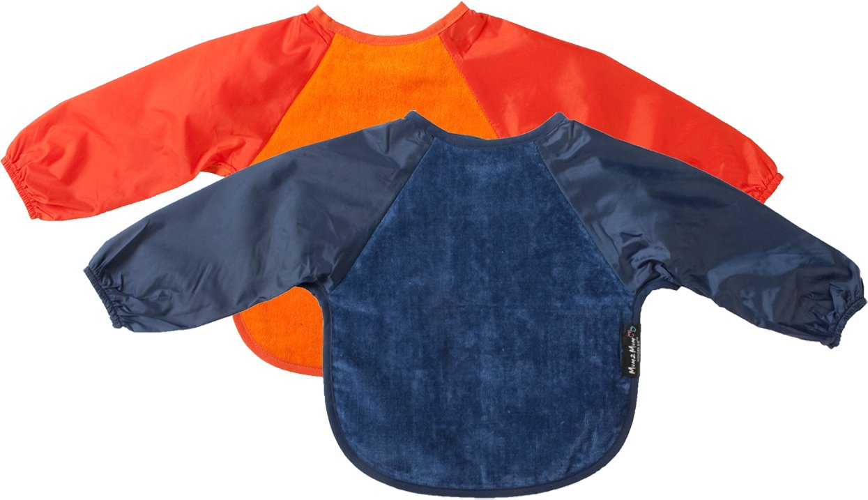 Wonder Bib Navy Mum2mum 18M - 3Y Sleeved Multipack In /Orange