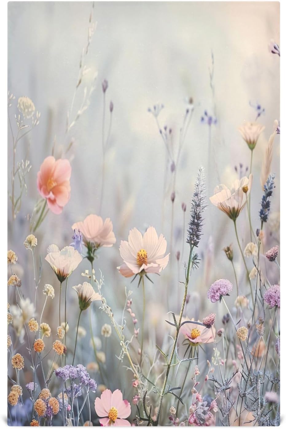 Pastel Color Wildflowers Kitchen Towels Set of 6, Soft Absorbent Quick Drying and Reusable Dish Towels for Kitchen, Bathroom and Home Decor, 18 x 28 in