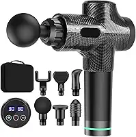 Pistola Massageadora Profissional, 110-220V Pistola de Massagem, Massageador Pistola com 6 Cabeças de Massagem e Bolsa de Armazenamento, Massage Gun com 30 Níveis de Potência