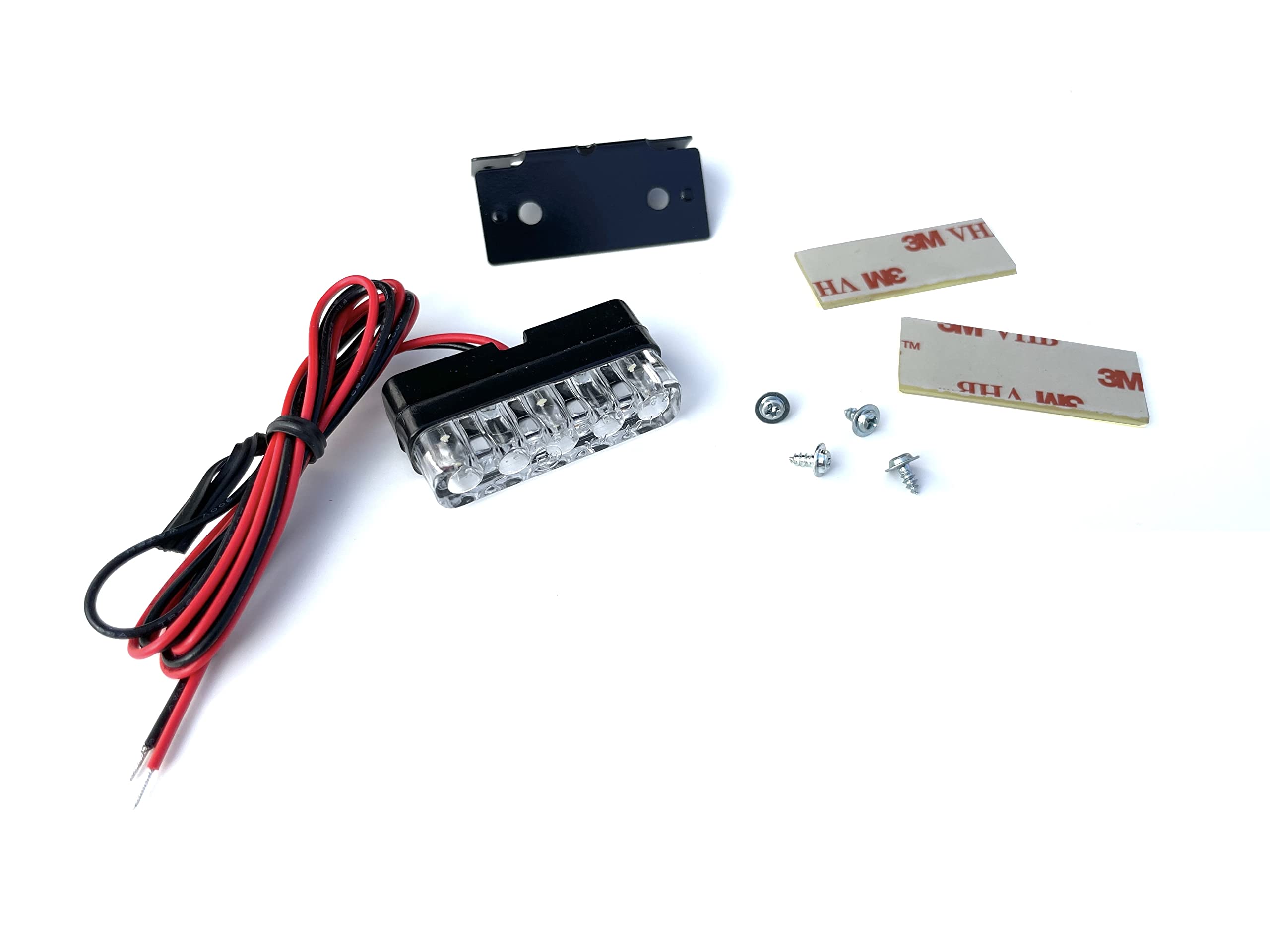 Streetparts24 Mini LED Kennzeichenbeleuchtung 12V – E-Zulassung, Nummernschild Beleuchtung passend für Motorrad, Quad, Roller, PKW, Anhänger – inkl. Schrauben & Klebestreifen