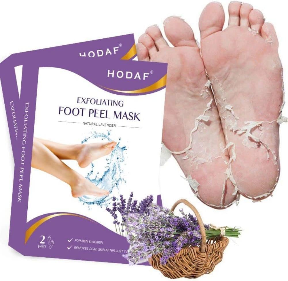 HODAF Foot Peel Mask 2 Pack Peeling Foot Mask - Repairs Heels & Removes Dry Dead Skin Baby Soft Feet - Men Women Exfoliating Foot Peel Mask for Dry Cracked Feet Callous Remover (Lavender)