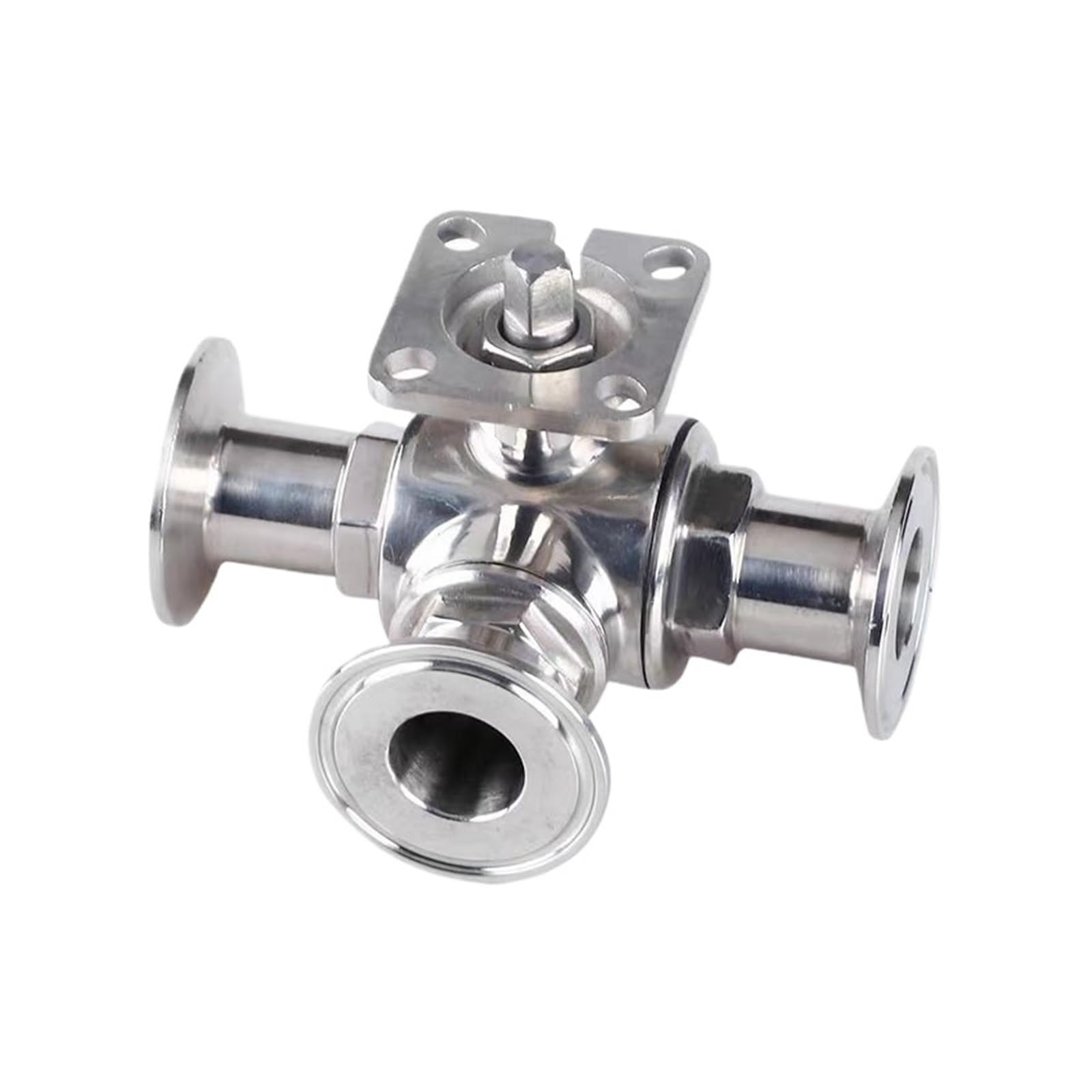 CXDFRSER 3/4" Stainless Steel 316 Clamp 50.5MM Three Way L Type Ball Valve With Actuator Base