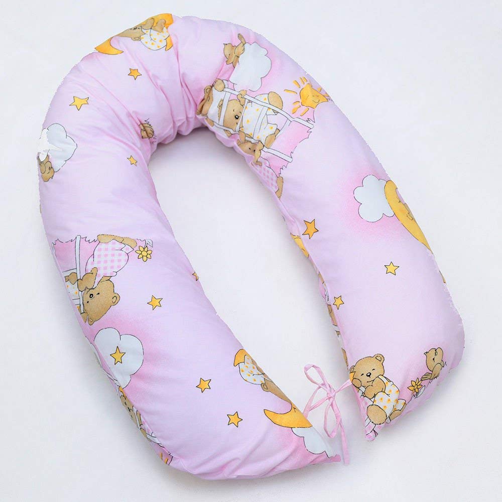 Babymam BREAST FEEDING PILLOW BABY NURSING MATERNITY PREGNANCY COTTON COVER 170CM (Ladder pink)