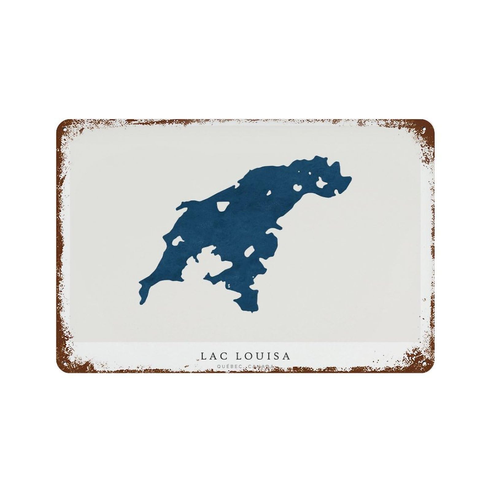 xiaoxiaoshen Lac Louisa Map Quebec Canada Minimalist Lake (2) Wall Decor Art Metal Tin Poster Modern Home Decor Art Home Bar Shop Decorations Vintage Sign 20x30cm