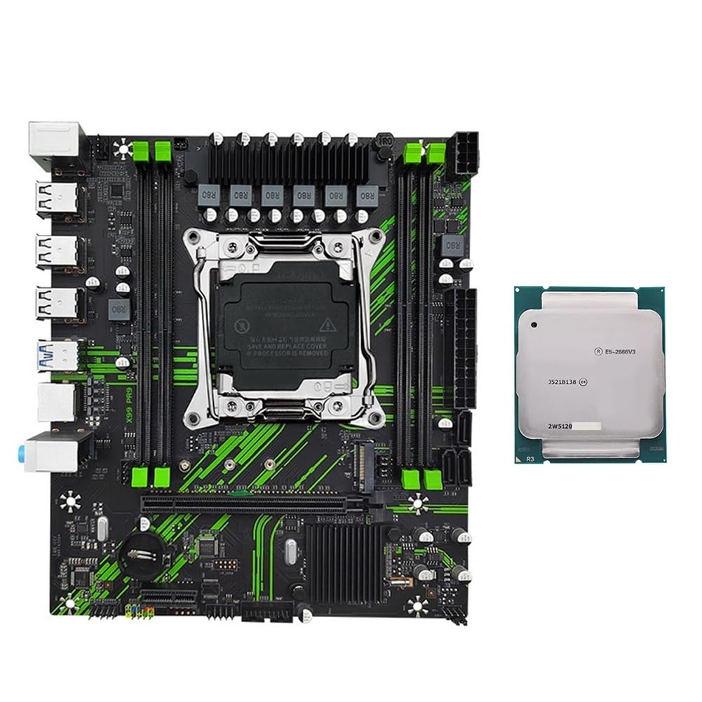 Scheda Madre X99 PR9 per Processore CPU LGA 2011-3, Kit Completo, Supporta 4 Moduli di RAM DDR4, M.2/NVME M.2 con Processore CPU E5 2666v3, Interfaccia 3.0