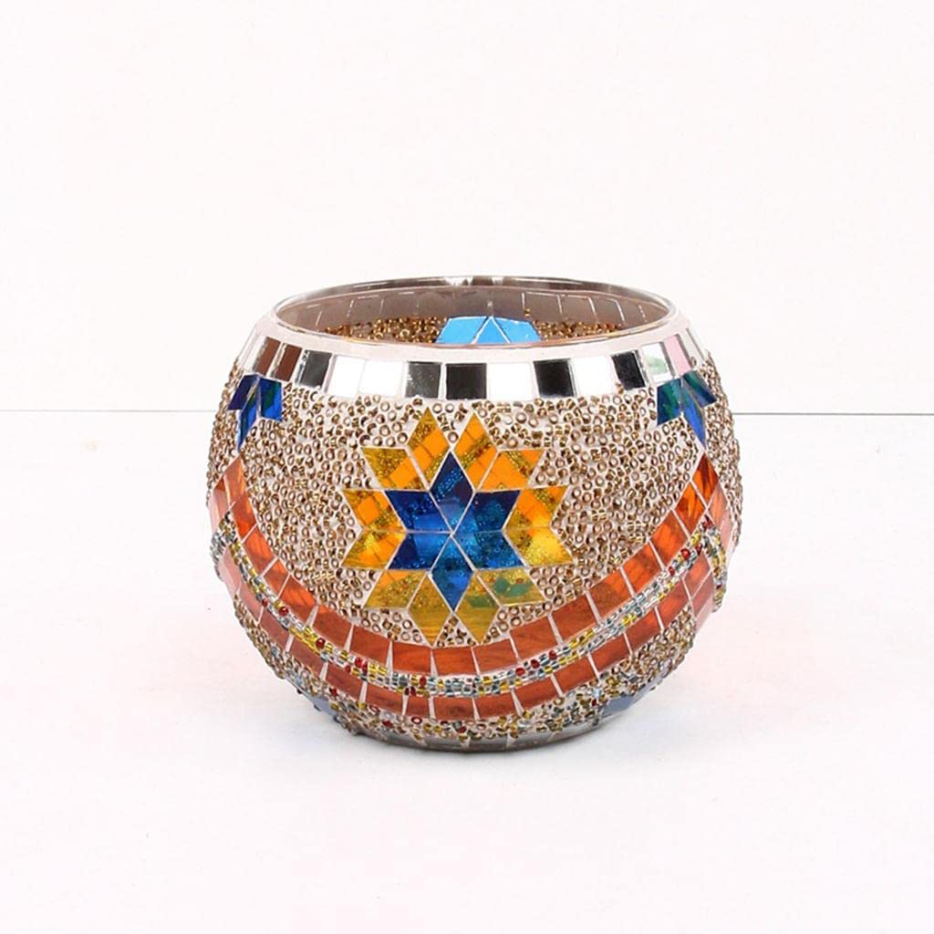3 set Mosaik Glas Kerzenhalter Teelicht Kerzenhalter für Hochzeit Gelb Orange
