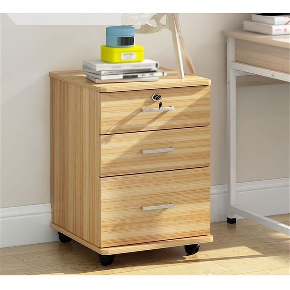 Archiviatore compatto mobile giallo con cassetto chiudibile a chiave, soluzione di archiviazione bassa per ufficio per nizing documenti e forniture elegante e funzionale nizer
