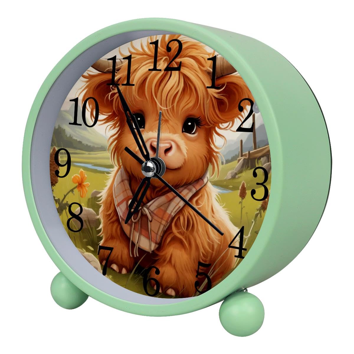 Luoweisi Alarm Clock Cow, Silent Non-Ticking with Night Light