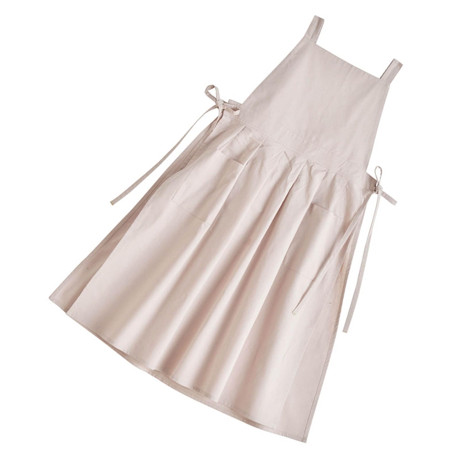 Xjdzineq Pinafore Apron Dress for Women with Pockets Cotton Linen Apron Chefs Aprons for Kitchen Cooking Baking Gardening Kitchen Cooking Aprons