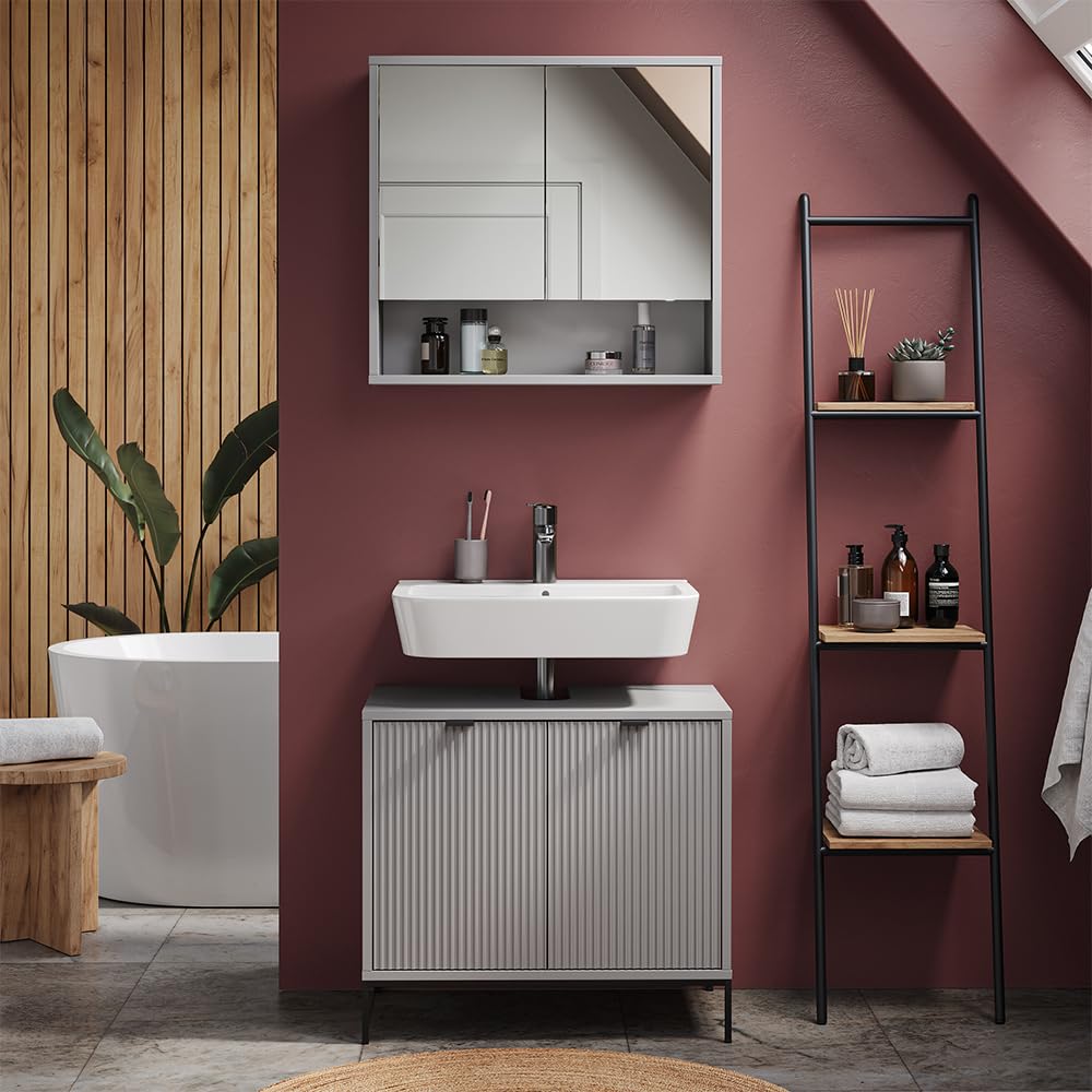 Vicco Szafka pod umywalkę "Eliza", Szary, 70 x 63 cm | z drzwiami, pour le rangement des accessoires de salle de bain et des articles de toilette