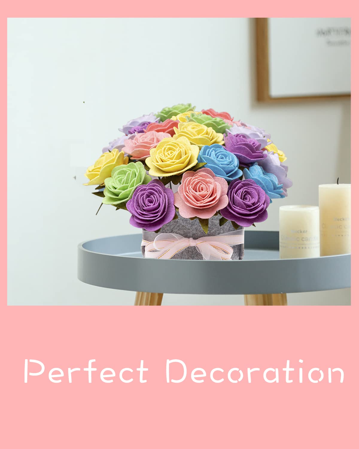 DIY Felt Flower Art Craft Kit, DIY Colorful Roses Pot Bonsai Kit,20 Roses,Beginner Craft Kit,Floral Gifts,Arrange Pre-Cut Felt Flowers and Foliage - Image 4