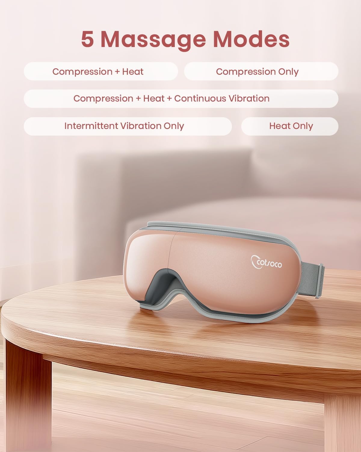 Cotsoco Eye Massager with Heat, Remote, and Compression, Adjustable Foldable Sleep Mask for Relaxing Eyes and Better Sleep, Migraine Relief Device, Birthday Gifts for Women Men Her Him-Pink - Image 6