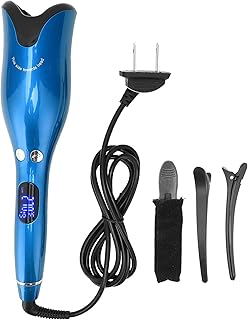 Rizado automático con temperatura y temporizador LED pala, color azul, para peinar el cabello.