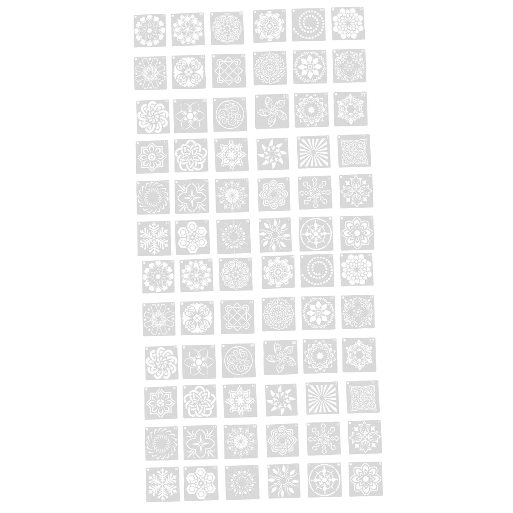 Pochoirs mandala pour peinture acrylique dessin sur tissu et pochoir mural plastique 72 pièces