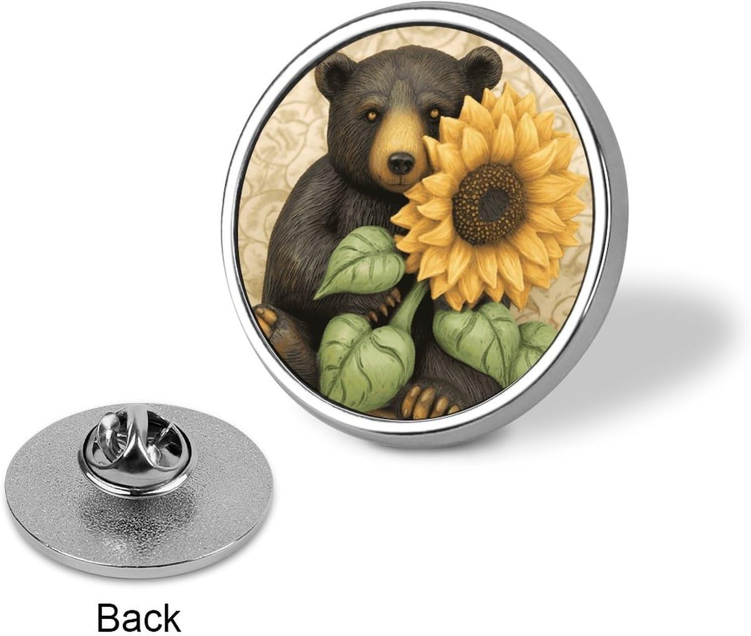 Sunflower Bear Round Badge Lapel Pin for Bag Hat Backpack image 3