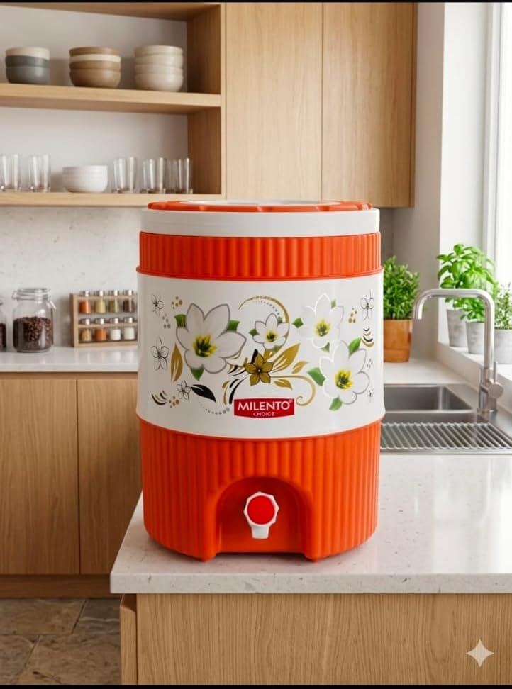 Image of Insulated Water Dispenser, 20L, BPA-Free, with Tap, Floral Print, for Home, Garden and Picnic Water Dispenser Insulated Water Cooler Portable Water Container