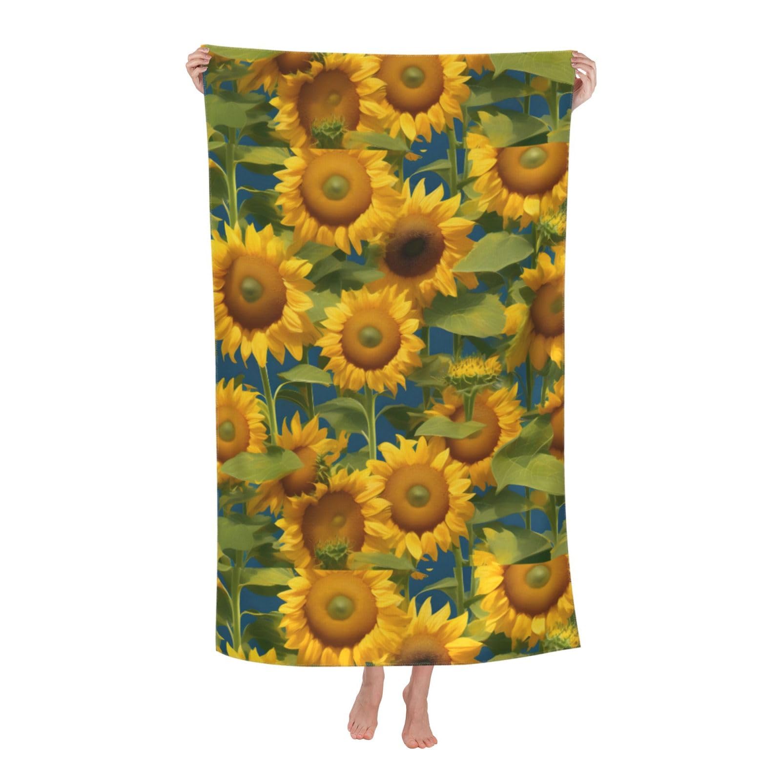 Summer Sunflower Print Adult Beach Towels,Beach & Pool Towel,Beach Towels,Towels For Camping