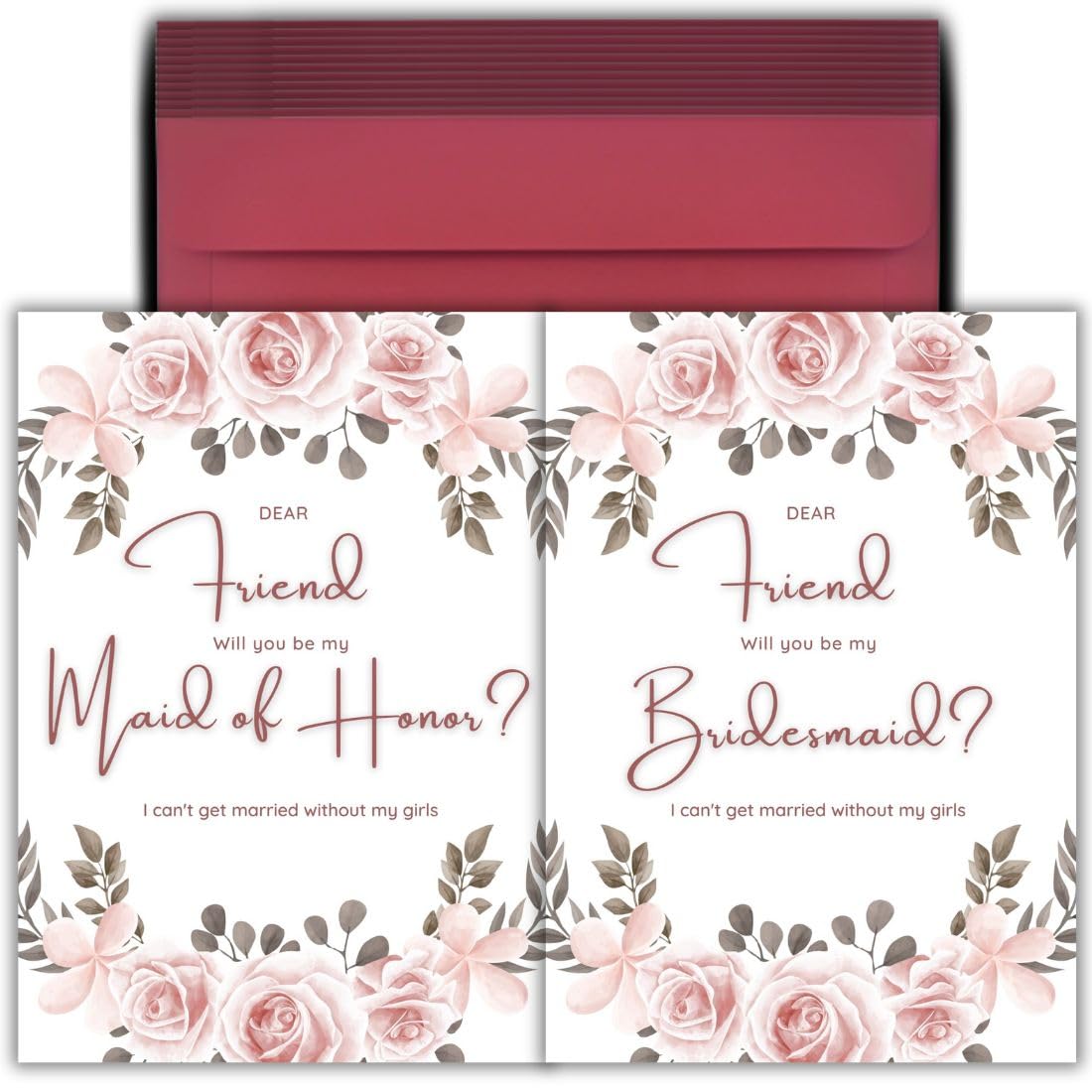 AanyaCentric Pack of 12nos Bridesmaid Proposal Invitation Card 5.8x8.3 inch 1 for Maid of Honour & 11 for Bridesmaid