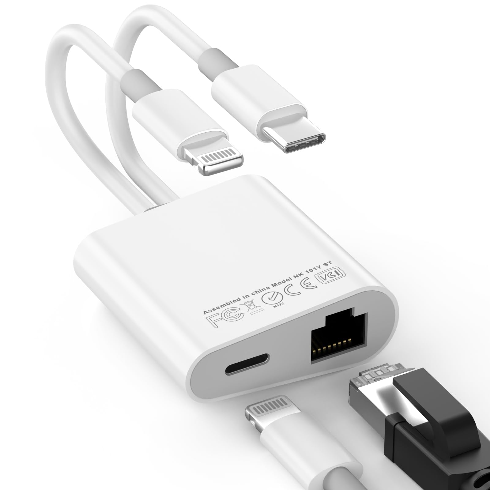 Amazon.com: Lightning and USB C to Ethernet Adapter, [Apple MFi