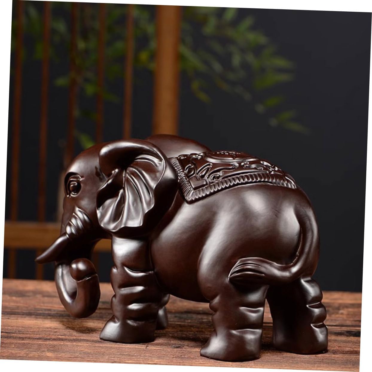 Alipis Ebony Elephant Statue Small Elephant Figurines for Home Decor Animal Figurine Decorative Porch