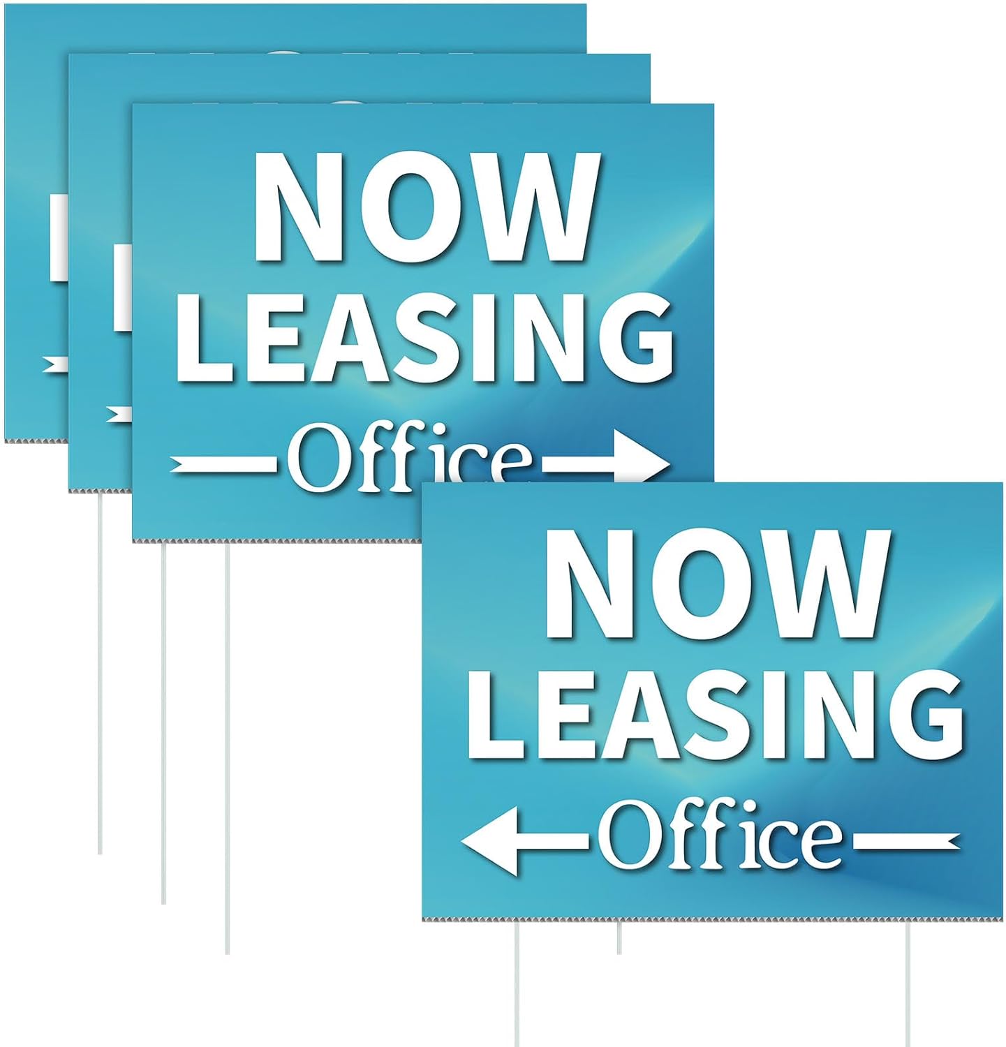 Ripeng 3 Pcs Leasing Double Sided Yard Signs with Arrow 16 x 12 Inch Yard Signs with Stakes for Outdoor Office Retail Store Restaurant Bar Hotel(Now Leasing Office)