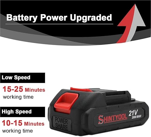 Miniatura 5 de Batería de litio de 21V - Batería de 2.0 Ah con adaptador de cargador, indicador LED, compatible con soplador de hojas y cultivador inalámbrico