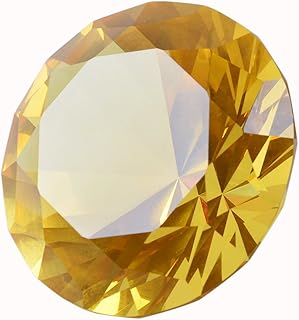 LONGWIN 80mm(3.1 inch) Crystal Diamond Paperweight Jewels Wedding Decorations Centerpieces Home Decor (Yellow)