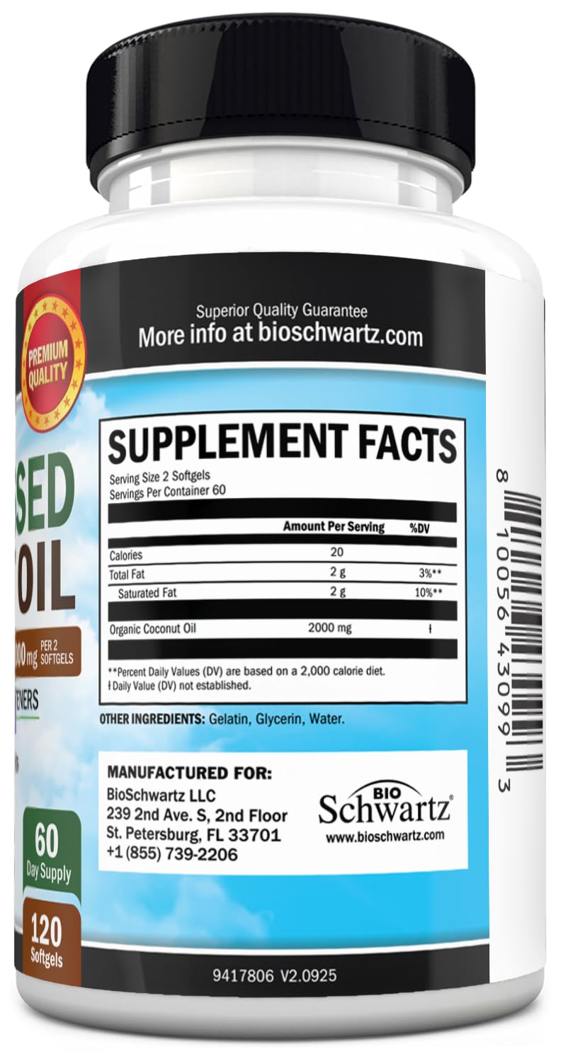 Coconut Oil Capsules 2000mg, 120ct, 2 Month Supply — Amazon image 7