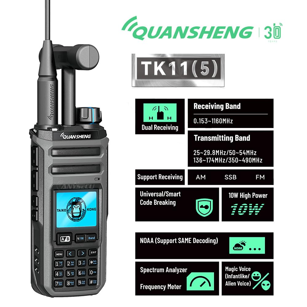 In TK11(5) Multi-Bands エアーバンドメモリ済 広帯域受信機 TK-11(5) QUANSHENG Stock 10W NOAA FM SSB AM TK11(8) Quansheng 受信機