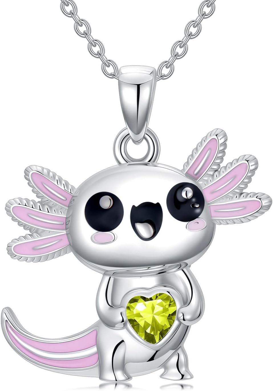 Dorunmo Axolotl Necklace 925 Sterling Silver Axolotl Birthstone Pendant Cute Animal Axolotl Jewelry Gifts for Women