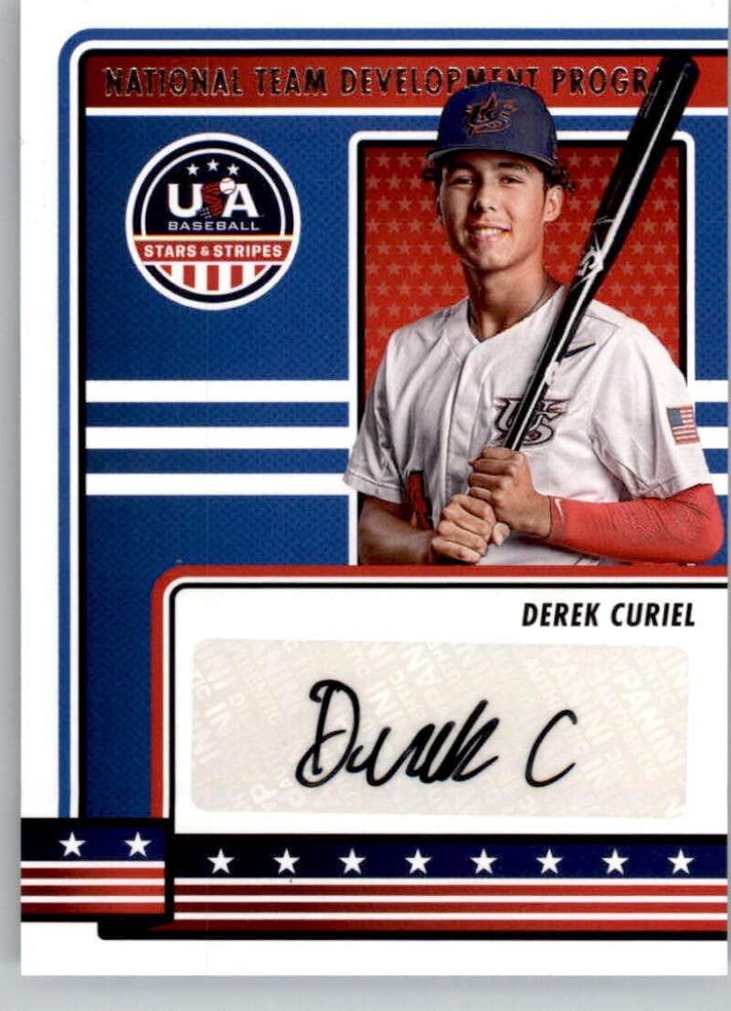 2023 Panini USA Stars and Stripes National Team Development Program Signatures #16 Derek Curiel Auto Autograph USA Baseball National Team Development Program Official USA Baseball Trading Card in Raw (NM or Better) Condition