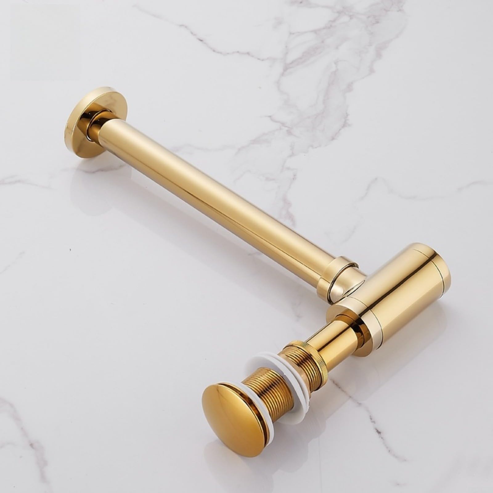 Desagüe de pared para fregadero de baño con desbordamiento, colador