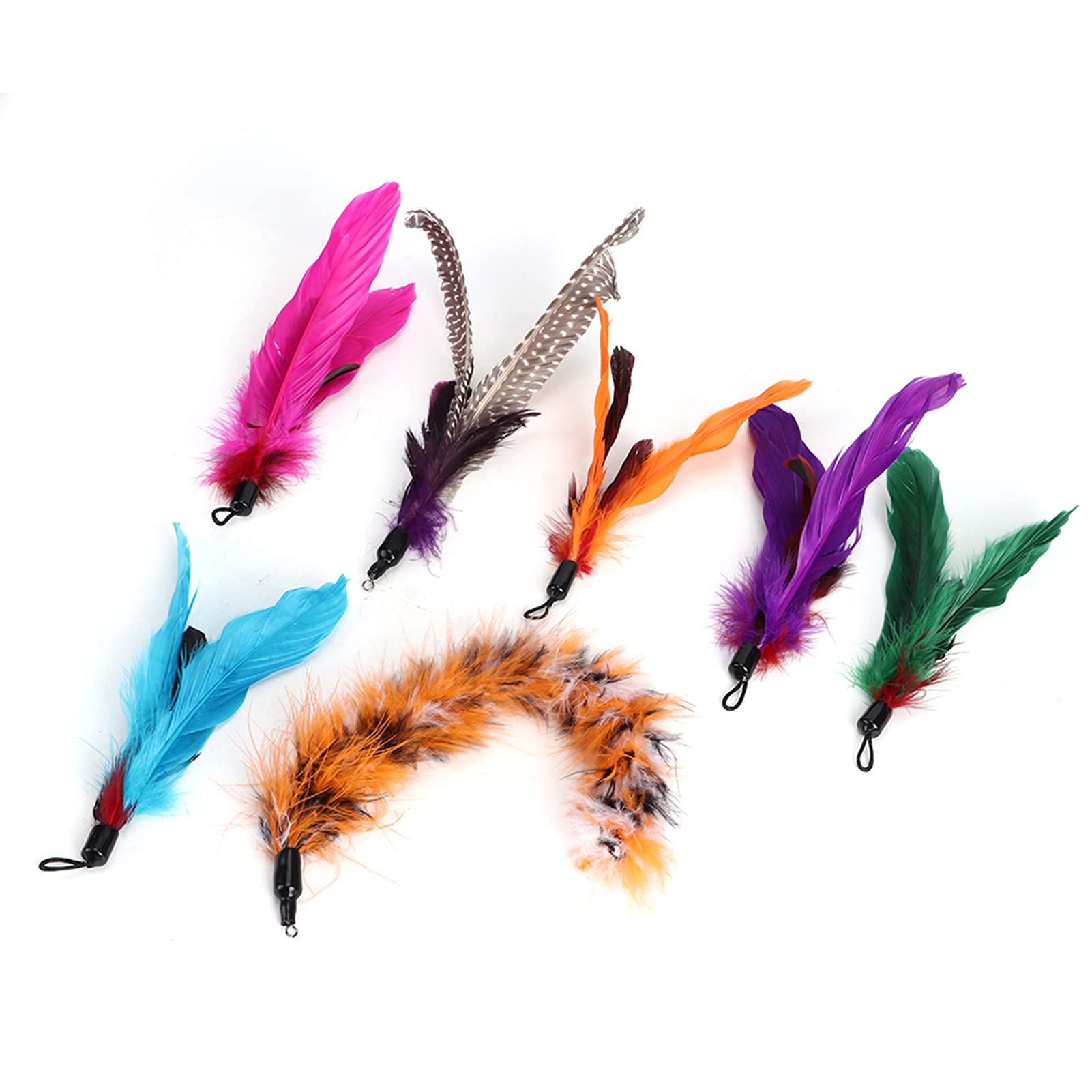 ZJchao Juguete de Plumas para Gatos, Juguetes de Plumas para Gatos de Interior, 7 Piezas, Juguete Colgante para, Juguetes para, Varilla, Pluma, Cabeza de Repuesto, Suministros para para Todas