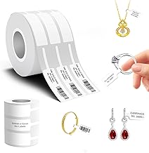 Seznik Jewellery Thermal Labels – 14.3mm x 100mm, Waterproof, Non Tearable, Direct Thermal, 150 Labels (1 Roll), for 2 to 4 Inch Printers, White, for Jewellery Tagging