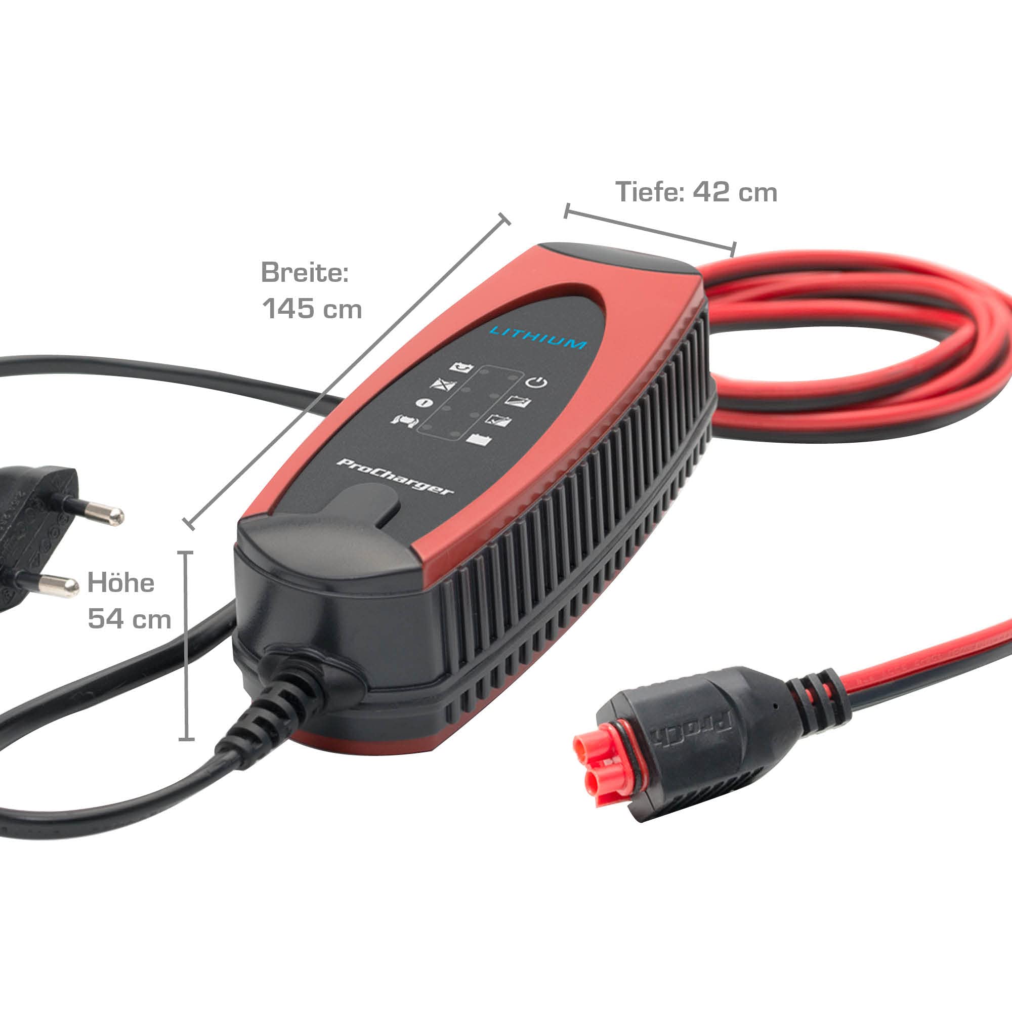 ProCharger 1.000 Lithium Batterieladegerät, Intelligentes Motorrad- & Autobatterie Ladegerät für 12 V Lithium-Ionen-Starterbatterien, Erhaltungsladefunktion, Überladeschutz, Batterie-Testfunktion