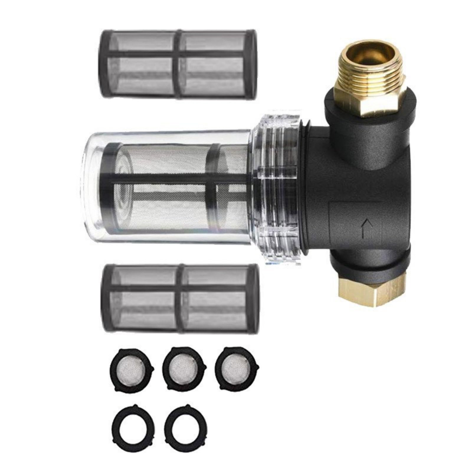 HENYGEN Pressure Inline Garden Hose Filter Attachment 3 / 4Inch Thread with Meshes Screens for Washer Sediment Protective Meshes Inline Water Filter