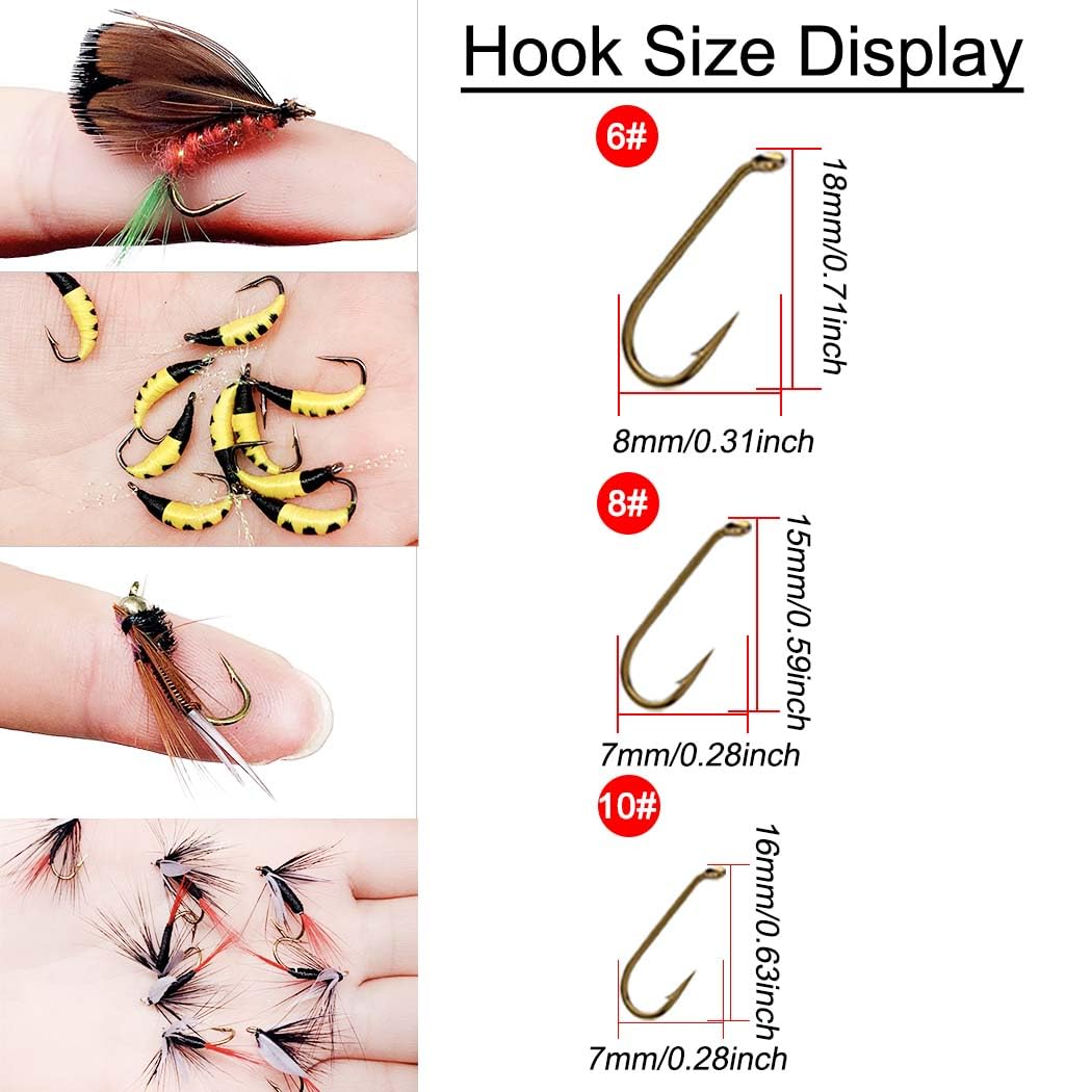 24-100 pièces appâts Faits à la Main,artificiels de pêche à la Mouche avec des Mouches sèches/humides appâts La Truite Pêche avec boîte Ensemble