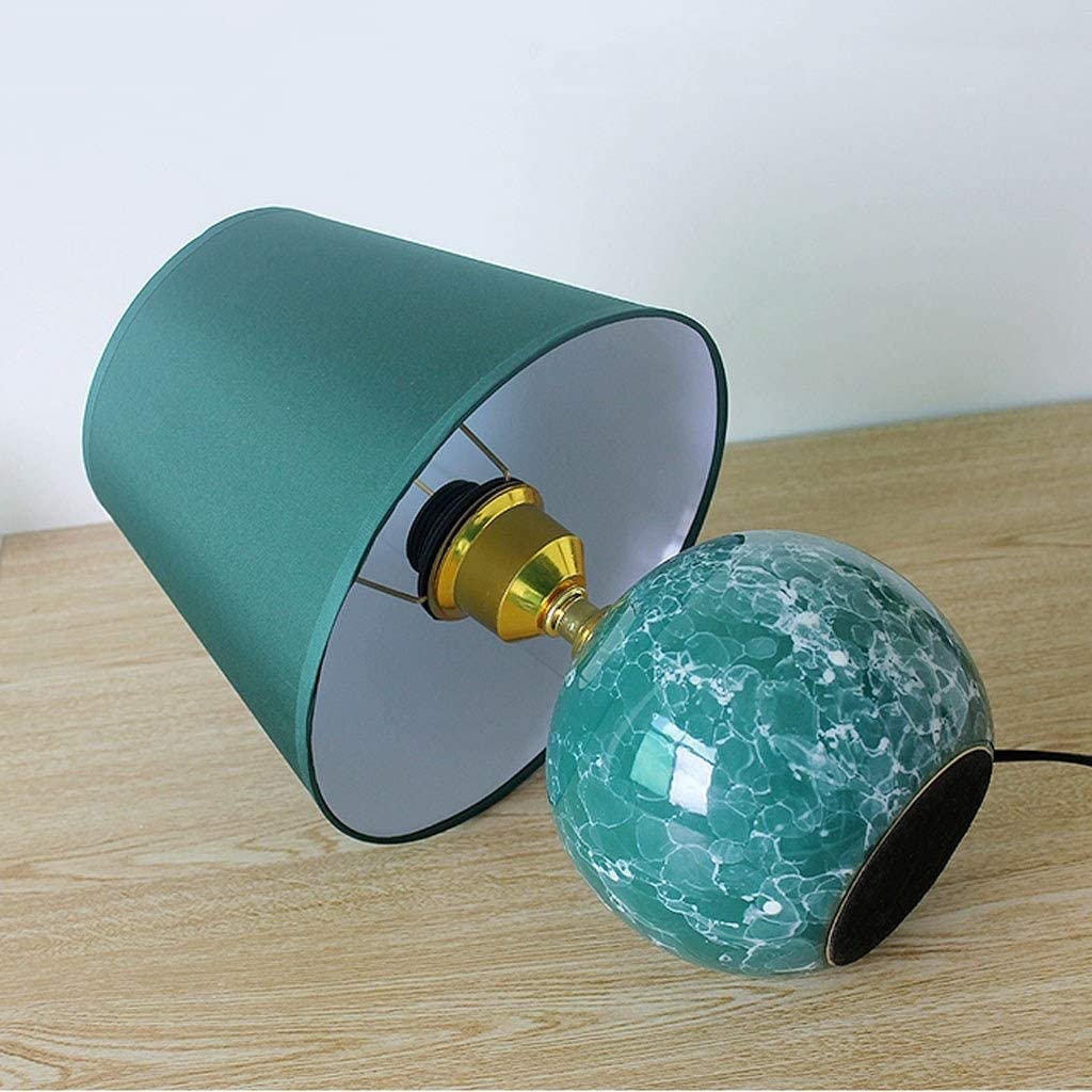 Lampka nocna Retro Ceramiczna Lampa Stołowa Sypialnia Salon Biuro LED Lampa Biurkowa Lampka Nocna Abażur Z Tkaniny E27 Lampa Stołowa lampa stołowa (Color : Dark green, Size : Remote Control Switch)