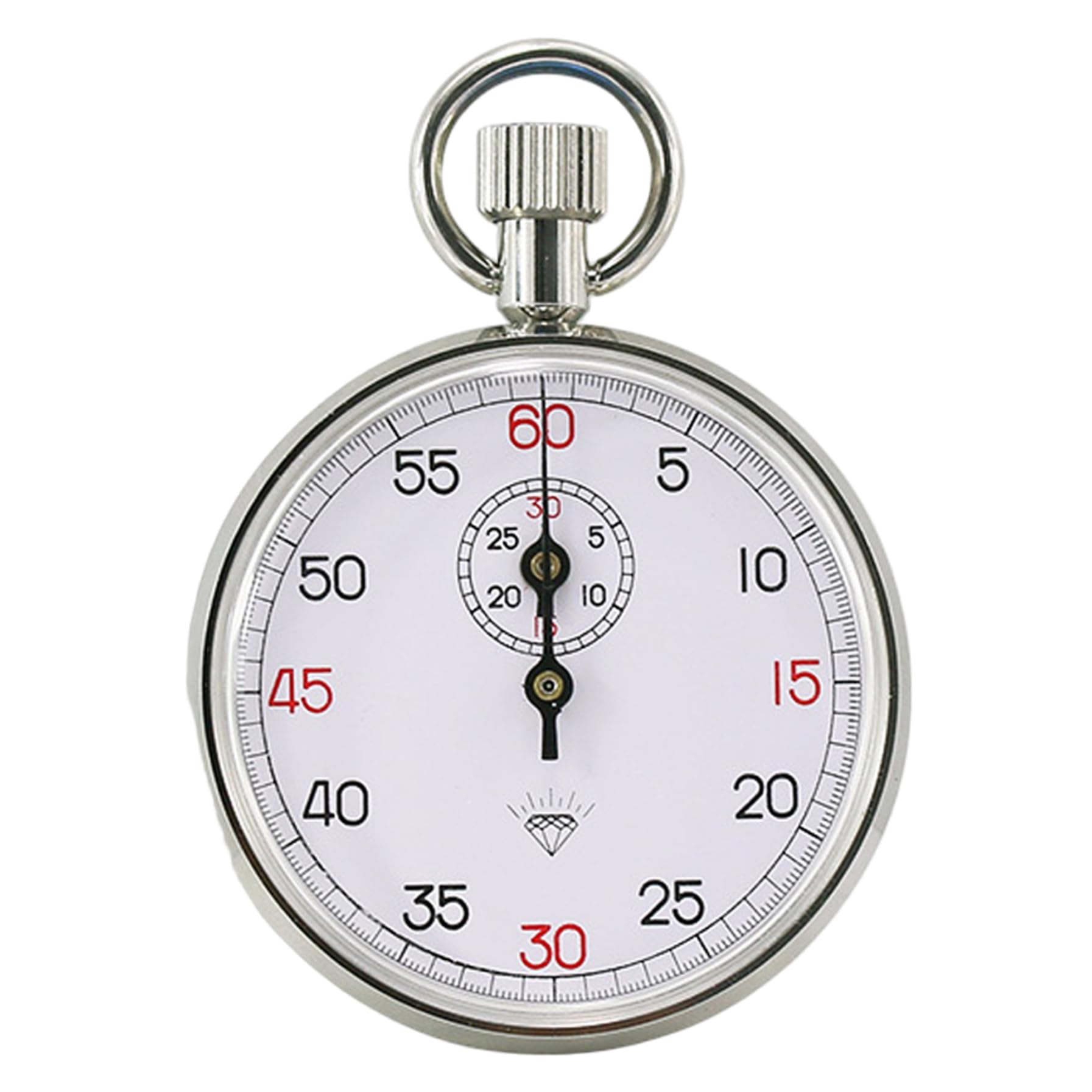 Cronómetro mecánico, cronómetro analógico de 13 Joyas con sincronización precisa para Deportes y Laboratorio, con Esfera Blanca y cordón, 60 s/30 M, analógico