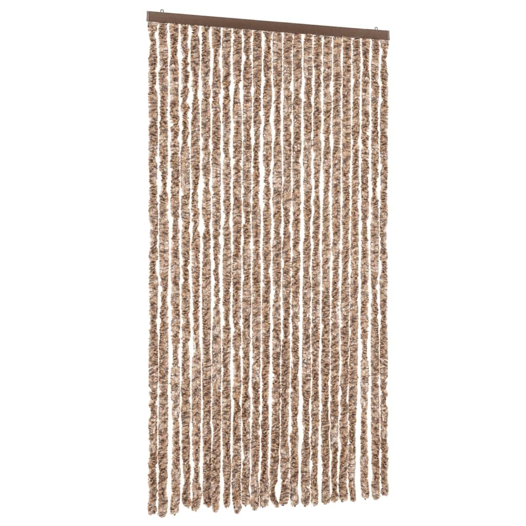 Tenda antimosche in ciniglia, 100 x 230 cm, per porte, beige e marrone scuro