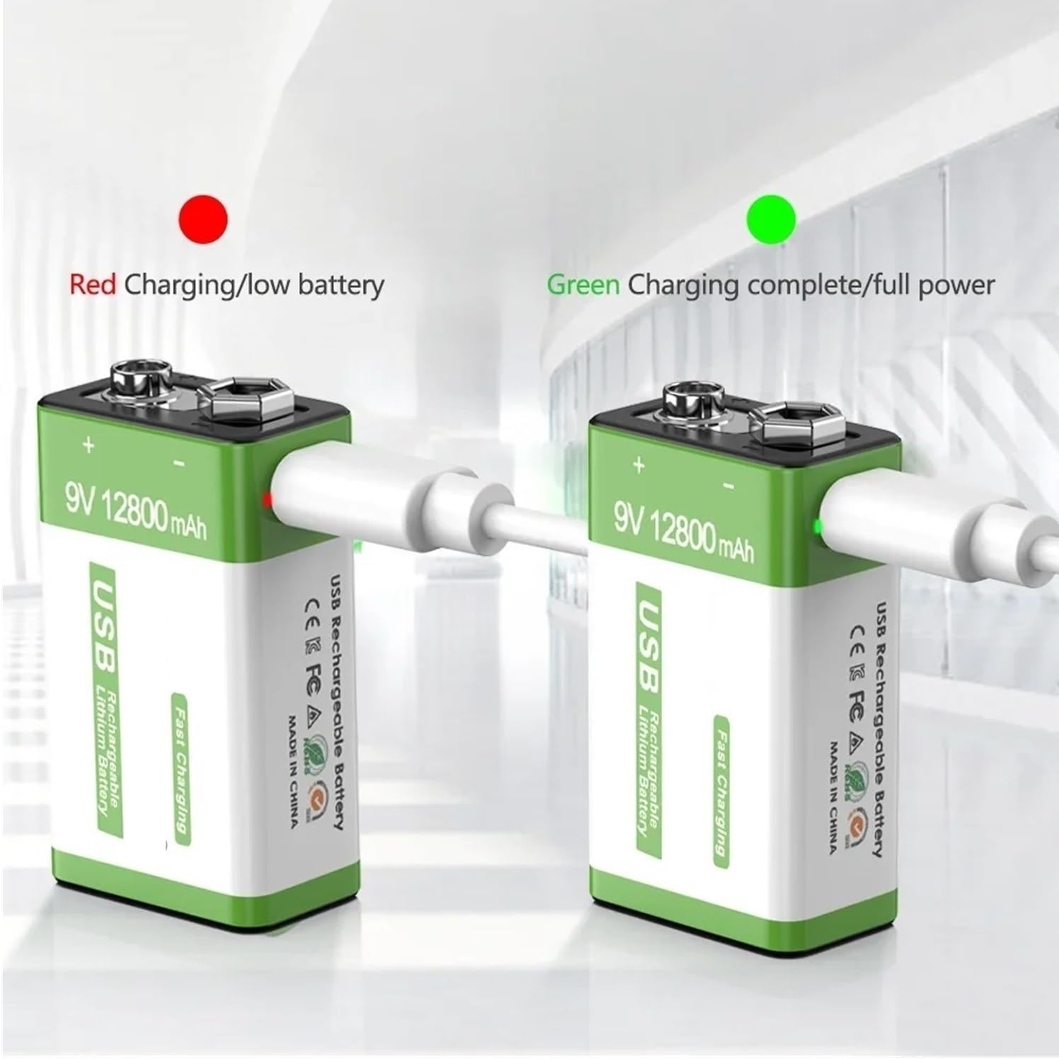 Batería Recargable Baterías De Litio Micro USB De 12800 MAh, Compatible con Multímetro Micrófono Control Remoto De Juguete KTV BruNew Batería De Iones De Litio De 9 V(4PCS)
