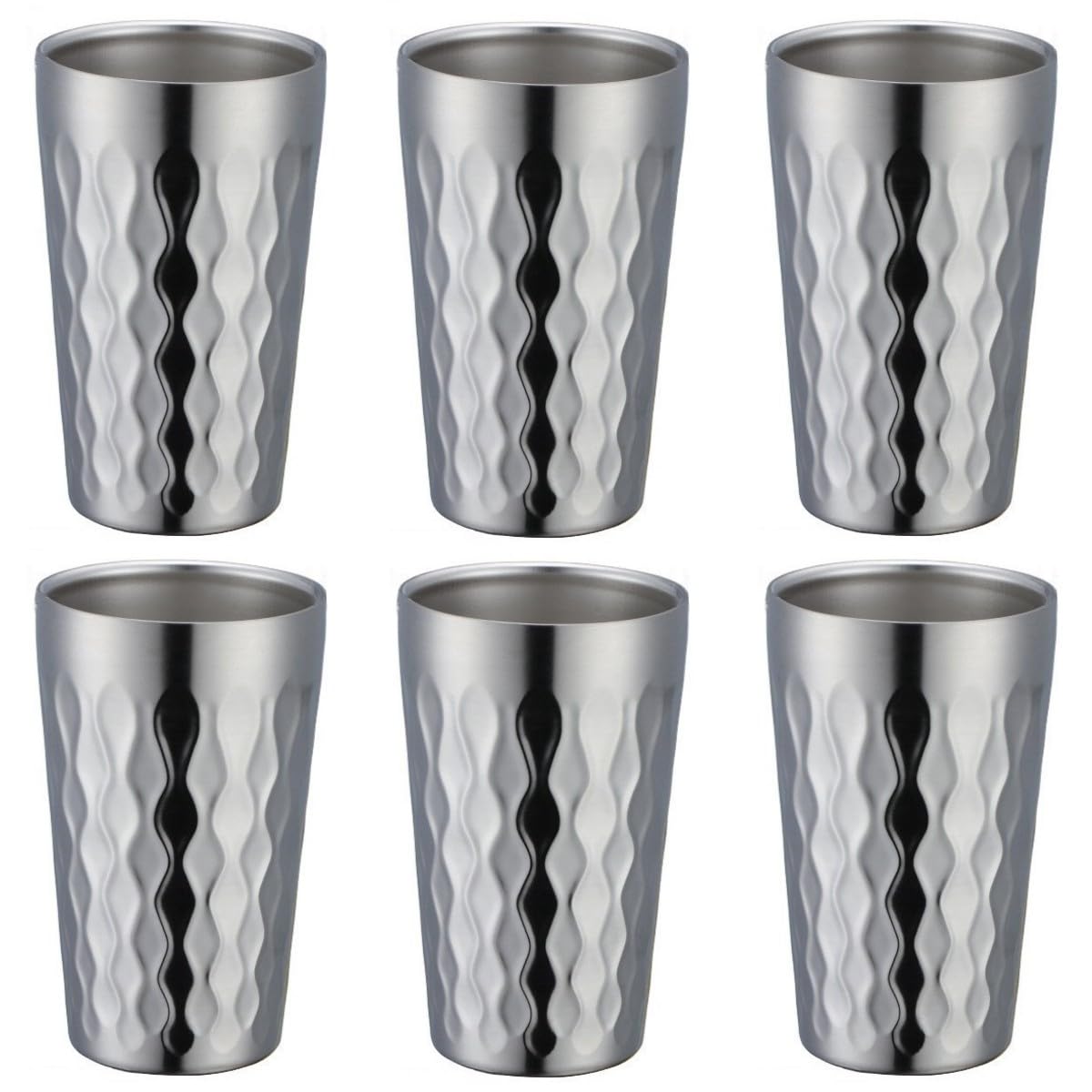 Vasos de agua de doble pared de acero inoxidable de 330 ml, tazas apilables para bebidas calientes y frías, 6 unidades para color rojo