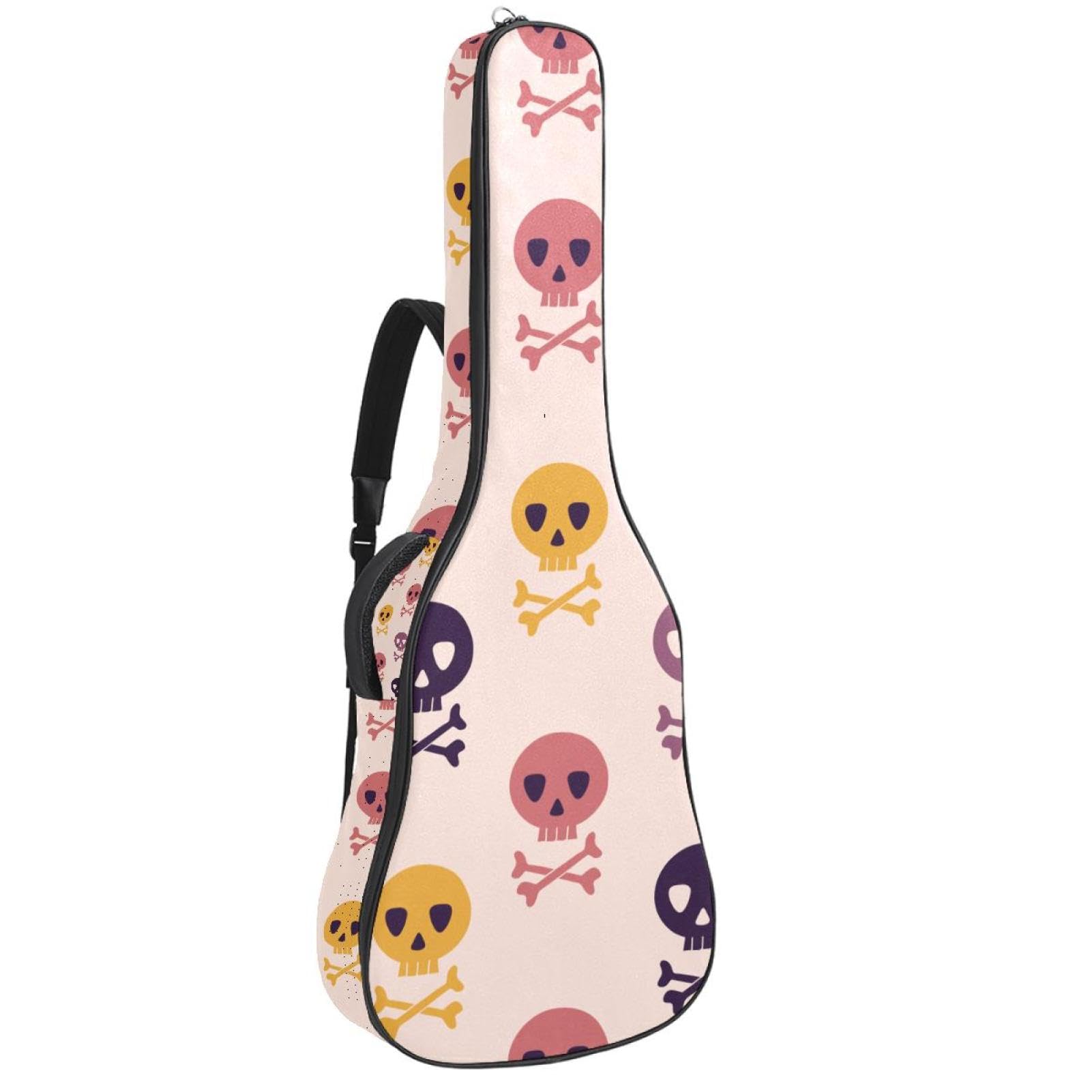 Torba na gitarę akustyczną wodoodporny plecak na gitarę grubo miękka wyściełana czaszka klasyczna obudowa na gitarę, wielobarwny, 42.9x16.9x4.7 in, Organizer do torby