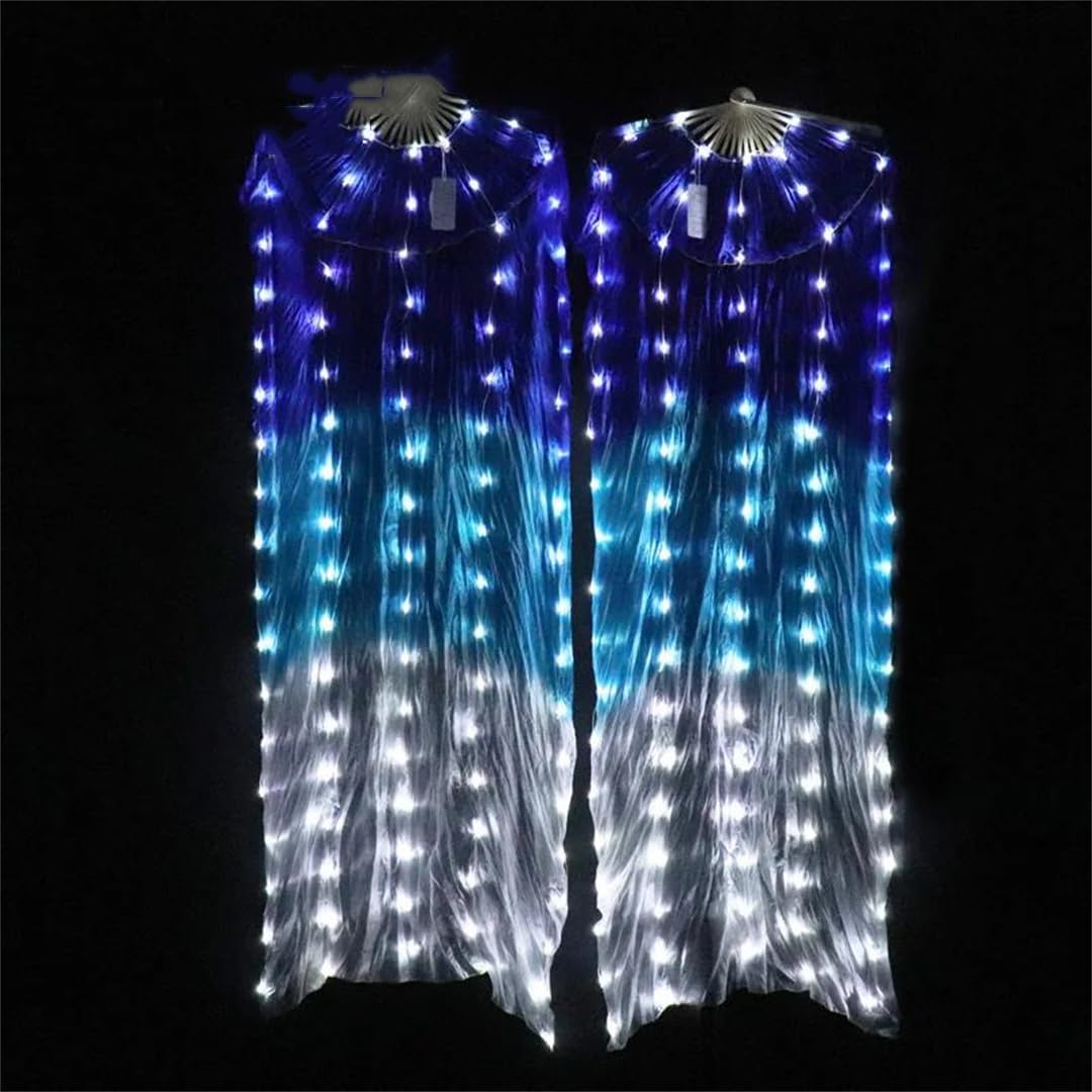 Jedwabne LED Rainbow Dance Long Fans Damskie Akcesoria do Tańca Brzucha Taniec Brzucha Chiński Taniec LED Fani Akcesoria