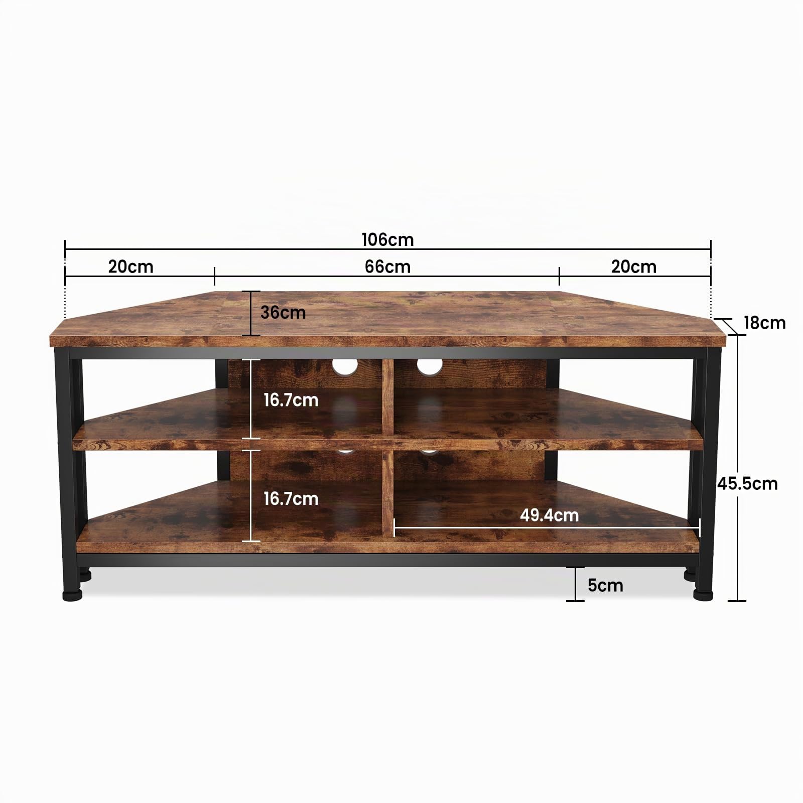 Dripex Mobile TV Credenza bassa Angolo Credenza per TV Tavolo Porta-tv Scaffale per Televisione 106x36x45.5 cm